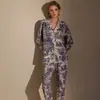 Tecido de Algodão para Exportação Russa Novo Pijama para Mulheres Primavera e Outono Manga Longa Renda Conjunto de Roupa para Casa Número do Estilo 5901