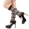 Cubrepiernas de Lana Transfronterizo Copo de Nieve Diamante Tejido de Lana Cálido Calcetines JK para Mujer Calcetines Apilados Protectores de Piernas de Otoño e Invierno Botas