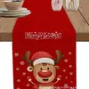 Venta Caliente Transfronteriza Mantel con Estampado de Muñeco de Nieve y Reno Navideño Mantel Individual de Lino para Mesa de Comedor del Hogar de Invierno Decoración Festiva