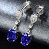 Pendientes de cristal azul de moda estilo coreano, elegantes pendientes de moissanita azul para mujer, pendientes retro europeos y americanos de diamante artificial para mujer