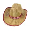 Chapéu de Palha Cowboy para Homens e Mulheres Chapéu de Palha de Verão Chapéu de Cowboy Ocidental Chapéu de Palha com Letra Chapéu de Palha Respirável Chapéu Panama