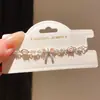 Pulseira com pingente de laço de zircônia estilo francês, toque de luxo leve e de alta qualidade, acessório feminino doce e versátil estilo coreano ins