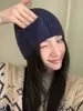 Gorro de Punto con Bolsillo de Diseño Dulce Estilo Coreano para Mujer Otoño Invierno Nuevo Cálido Protección contra el Frío Versátil Adelgazante Facial Gorro de Lana