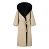 2026 Primavera Nuevo Producto Moda Callejera Femenina Transfronteriza Europea y Americana Abrigo Largo de Algodón con Capucha W091 3036