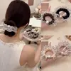 Elástico de Cabelo de Bolinhas Pérola Estilo Coreano, Alta Elasticidade, Corda de Cabelo Fashion, Elástico de Cabelo de Alta Qualidade para Rabo de Cavalo e Coque, Acessório de Cabelo Durável