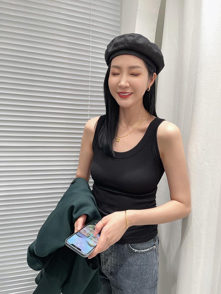 老板娘同款螺纹棉女士背心防走光遮副乳内衣弹力修身显瘦百搭背心