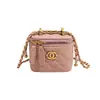 Bolso Cuadrado Pequeño de Alta Gama con Textura para Mujer, Bolso Cruzado Clásico tipo Chanel con Cadena Metálica Acolchada al Hombro, Bolso tipo Estuche de Maquillaje