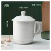 Habitación de Hotel y Casa de Huéspedes Taza de Cerámica Blanca Pura Mediana Taza de Té con Tapa Taza para Reuniones de Oficina Taza para Beber Haz Logo