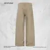 Calça jeans de trabalho estilo americano rasgada e remendada para homens, punk high street de corte solto, calça de lenhador de perna reta color-blocking