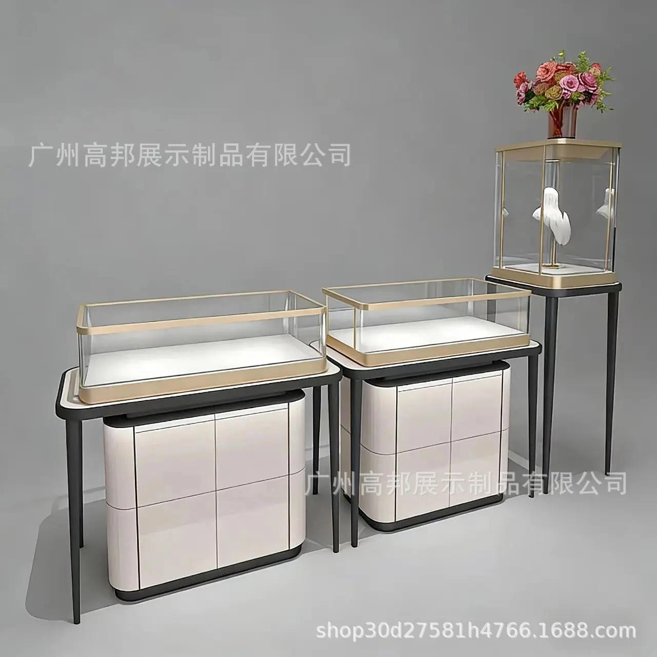 高端展示柜香水台玻璃展示柜透明展台护肤品展台柜台珠宝加工定制