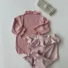 Camiseta de manga larga con ribete de encaje para niñas, ropa infantil para niñas, colección otoño/invierno 2026, top suave, cómodo y cálido para bebés y niños pequeños
