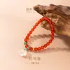 Pulsera de Ágata Roja Natural con Colgante de Cerrojo de Paz de Calcedonia, Pulsera de Cuentas, Joyería al por Mayor del Año Zodiacal Estilo Chino