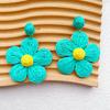 Brincos de palha estilo boêmio transfronteiriço europeu e americano, flor de cinco pétalas tecida à mão com cores combinando, brincos exagerados