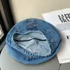 Fábrica de Boinas de Mezclilla Transfronteriza Sombrero de Boina Vintage Desgastado para Mujer Estilo Americano Otoño e Invierno Sombrero de Artista para Hombre Venta al por Mayor en Stock