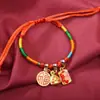 Pulsera de Cuerda Colorida del Festival del Bote del Dragón Pulsera Pequeña de Zongzi Cuerda para la Muñeca Joyería para el Primer Duanyang de los Niños Cuerda de Hilo Colorido Tejida a Mano Tendencia Nacional
