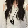 Espejo de Maquillaje para Cachorro en Forma de Corazón Collar Largo Tejido Cadena para Suéter de Mujer Diseño de Nicho Accesorio de Bolso Desmontable