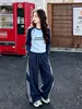 Conjunto de roupas esportivas para meninas, nova coleção de outono 2026: Camiseta de manga longa color block e calça longa de perna larga para meninas mais velhas