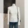 Impresionante Suéter de Cachemir Negro de Cuello Medio Alto para Mujer en Otoño e Invierno, Suéter Ajustado con Camiseta Base