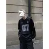 Camiseta de manga raglán estampada de corte holgado regular moderna con cuello redondo estilo americano de manga larga estilo jersey para hombre, nueva colección de otoño