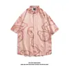 Camisa de Manga Corta de Nicho Ins de Moda para Hombre Verano Casual Playa Estampada Street Holgada Top de Media Manga