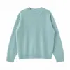 Suéter Feminino de Cashmere com Escovado de Seda Peça Única Sem Costura Gola Redonda Base de Lã Nova Roupa Feminina Malha Top para o Início do Outono