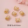 Bandeja de Flor Chapada en Oro de 14K con Circonita Barril de Cintura Pequeña Cuentas Incrustadas con Circonita Cuentas Espaciadoras Accesorios para Joyería Hecha a Mano DIY
