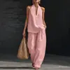 2026 Europeu e Americano Transfronteiriço Amazon Site Independente Primavera e Verão Novo Gola V Halter Sem Mangas Conjunto Casual para Mulheres