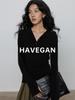 Camiseta Interior de Manga Larga de Lana Havegan/Tencel para Mujer 2025 Nuevo Cuello Henry Ajustado Elástico