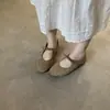 2026 Nuevo Estilo Zapatos de Ballet de Encaje de Cuero Genuino con Lazo Suela Suave Versátiles Zapatos de Tacón Bajo Zapatos Mary Jane para Mujer