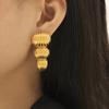 Chic europeo y americano Aretes de Rayas de Cacahuate Diseño Exagerado Acero Titanio Chapado Color Oro de 18K Aretes de Mendigo Tendencia Celebridad de Internet