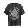 2024 Moda Americana Hip-Hop Marca Nova Retrô Lavada Velha Figura Solta Versátil Gola Redonda Manga Curta Camiseta para Homens e Mulheres
