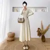 Vestido de punto para combinar con un abrigo, para mujer, otoño e invierno, elegante y femenino, con diseño que ciñe la cintura, vestido suéter de línea A, vestido largo
