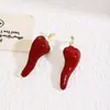 Pendientes de Aguja de Plata Diseño de Nicho de Lujo Ligero Europeo y Americano Pendientes Exquisitos Únicos de Chile Rojo Pendientes de Moda Divertidos de Tendencia