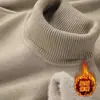 Suéter de una pieza de forro polar barato y grueso, cálido, cuello semi-alto, para hombre, corte ajustado, color liso, jersey, camiseta base de punto, venta al por mayor