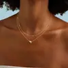 Amazon Diseño de Nicho Sentido Acero Inoxidable 26 Letras Incrustaciones de Diamante Amor Collar en Capas Letra Inicial Cadena Doble Clavícula
