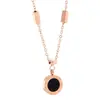Cadena de Cuello Colgante Romano Simple Cadena para Mujer Cuadrada Grande Color Rosa Cadena de Acero de Titanio Cadena de Bolas de Barra Cuadrada Collar Sellfish Redondo Blanco y Negro