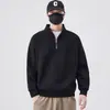 Sudadera con Media Cremallera y Cuello Alto para Hombre Mangas Raglán para Primavera y Otoño Tops de Terciopelo Sueltos de Manga Larga Chaquetas para Hombre de Moda