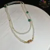 Collar de Perlas Perezosas Francés para Mujer Nicho Temperamento de Alta Gama Cadena para Clavícula Todo Fósforo Cadena para Suéter 2025 Nueva