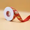 2.5 Fita de Ano Novo Hot Stamping Caractere Vermelho de Bênção com Decoração para Embalagem de Presente Fita DIY Fita Vermelho Vinho Fita de Poliéster