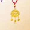 Collar con Candado de Paz de Oro de Perlas de Agua Colgante de Oro Puro Año del Zodiaco Candado de Oro Candado de Longevidad para Mujer Regalo para Bebé