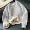 Moletom de Veludo de Cordeiro Masculino Inverno Veludo Espessado Gola Redonda Solto Tamanho Grande Roupa Externa Roupa Íntima Térmica Masculina Top Liso