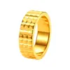 Conjunto de Anéis de Quatro Peças com Padrão de Martelo Dourado Novo Estilo Transfronteiriço, Anel Largo Multitexturizado, Estilo Europeu e Americano, Unissex