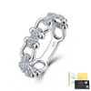 Anillo de Cadena de Plata S925 Completamente Incrustado con Moissanita, Lujo Ligero Diseño Hueco de Nariz de Cerdo, Versátil para el Viaje Diario, Estilo Femenino
