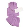 Traje de otoño para niños y niñas estilo europeo y americano, traje de moda Ins, chaqueta de traje sin mangas + strapless + shorts, traje de tres piezas