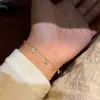 Pulsera de Plata de Ley S925 Chapada en Oro de 18K con Trébol de Cuatro Hojas de Colores para Mujer Joyería de Mano de Flor de Lujo Ligero Dopamina para Viajes de Negocios