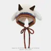 Adorable Gorro de Punto para Padre e Hijo con Orejas de Oveja Invierno Esponjoso para Mujer Doble Capa Celebridad de Internet Cálido Estilo Coreano Protección para los Oídos