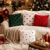 Nueva funda de almohada bordada con luz de árbol de Navidad de felpa transfronteriza para decoración de sofá de sala de estar, funda de cojín y respaldo al por mayor