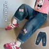 Calça Pantalona para Meninas 2026 Nova Coleção Primavera/Outono Estilo Coreano Moderno para Crianças Solta Estilosa Jeans para Bebê Calça Reta