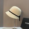 Chapéu de pescador de lã de cor pura estilo Chanel chapéu de copa britânico moderno de rua versátil outono e inverno quente casual