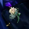 Broche de Esmalte Tridimensional Hoja de Loto Verde de Gama Alta, Broche Estilo Chino, Loto de Buena Suerte, Exquisito Accesorio de Broche para Mujeres